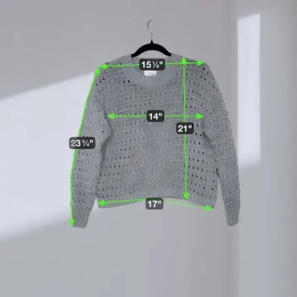 Lou & Grey Open-Knit Textured Sweater – Heather Gray (Women’s XS) - Picture 5 of 6